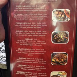 La Chiquita Restaurant - Dinner menu
