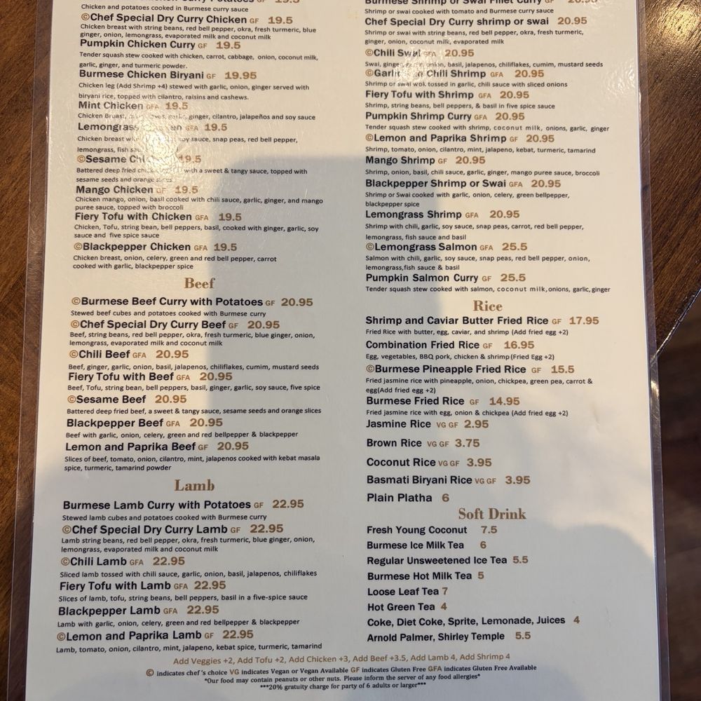 My Burma - Menu (1/2) - Burmese Near Me - Davis, California My Burma - Menu (1/2) - Burmese Near Me - Davis, California
