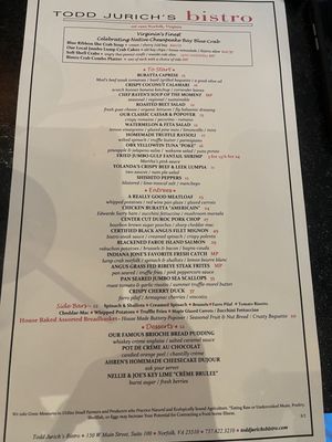 Menu photo 2 Todd Jurich's Bistro Norfolk, VA Menu photo 2 Todd Jurich's Bistro Norfolk, VA