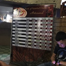 El Indio - Pizza Menu