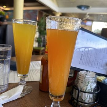 Kickback Jack's - Mango Mimosa on left and Peach Mimosa on the right. - American Near Me - Rancho Cucamonga, California Kickback Jack's - Mango Mimosa on left and Peach Mimosa on the right. - American Near Me - Rancho Cucamonga, California