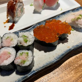 Amakara - Negi Hama Maki, Ikura (Marinated Salmon Roe), Saba Mackerel - Nigiri (2) - Sushi Bars Near Me - Dublin, California Amakara - Negi Hama Maki, Ikura (Marinated Salmon Roe), Saba Mackerel - Nigiri (2) - Sushi Bars Near Me - Dublin, California