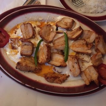 Taci's Beyti - Chicken kebab with yogurt has lots of soggy croutons in it - Turkish Near Me - Brooklyn, New York Taci's Beyti - Chicken kebab with yogurt has lots of soggy croutons in it - Turkish Near Me - Brooklyn, New York
