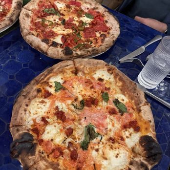 Pizza To The Rescue - Chorizo Pizza (bottom) and Spicy Diavolla Pizza (top) - Pizza Near Me - Phoenix, Arizona Pizza To The Rescue - Chorizo Pizza (bottom) and Spicy Diavolla Pizza (top) - Pizza Near Me - Phoenix, Arizona