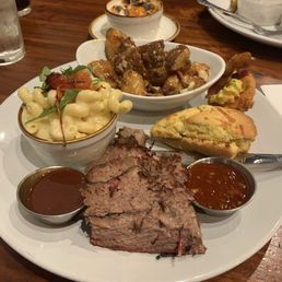 The brisket, Gouda Mac & cheese and German potato salad.