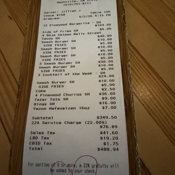Pinewood Social - Total for 15 people - American Near Me - Nashville, Tennessee