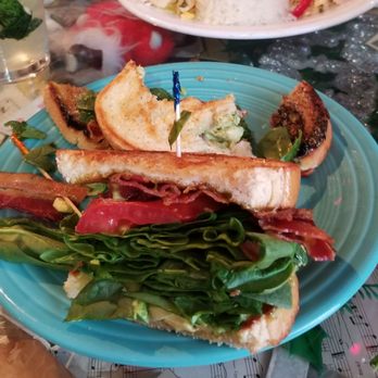 The Bubble Room - Stuffed BLT with spinach, avacado, tomato and bacon. So good!! - Desserts Near Me - Captiva, Florida