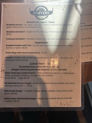 Menu photo 1 Sawyers Bozeman, MT