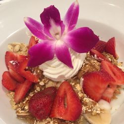 Table 57 - Breakfast Banana Split - banana, yogurt, peanut butter, granola, fresh berries, sliced almonds & honey. YUM!
