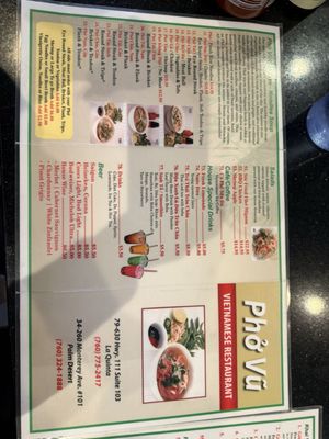 Menu photo 1 Pho Vu Palm Desert, CA