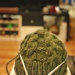 Knitting 321 - Knitted hat (cabled knit, 100% alpaca wool)