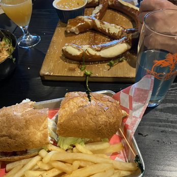 Escape Craft Brewery - Pretzel and a Chicken Sandwich - Breweries Near Me - Redlands, California