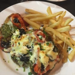 Eureka Tavern - Mushroom schnitzel with Mediterranean topping