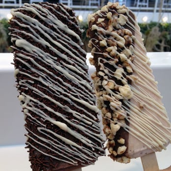 Popbar - Chocolate popGelato with milk chocolate dip and chocolate sprinkles; strawberry with half milk chocolate dip, almonds; white choc drizzle. - Desserts Near Me - Anaheim, California Popbar - Chocolate popGelato with milk chocolate dip and chocolate sprinkles; strawberry with half milk chocolate dip, almonds; white choc drizzle. - Desserts Near Me - Anaheim, California
