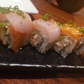 Sushi Fish Attack - Salmon n yellowtail w crab inside - Sushi Bars Near Me - San Diego, California Sushi Fish Attack - Salmon n yellowtail w crab inside - Sushi Bars Near Me - San Diego, California