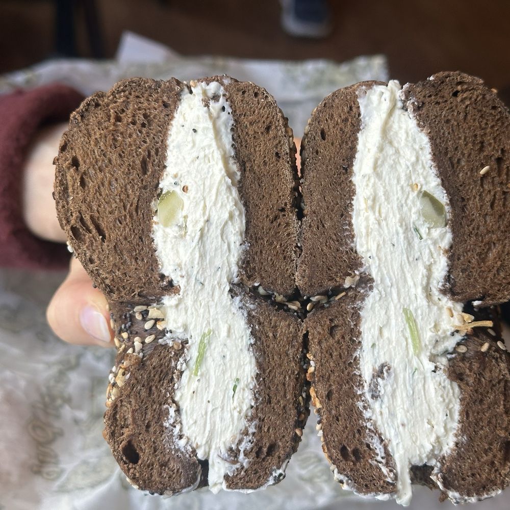 Bagel Pub - Dill pickle on pumpernickel everything - Bagels Near Me - New York, New York Bagel Pub - Dill pickle on pumpernickel everything - Bagels Near Me - New York, New York