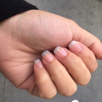 Sutter Nails - Full set acrylic with glittered tips - Nail Salons Near Me - San Francisco, California