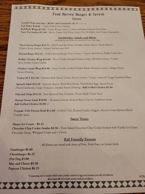 Menu photo 4 Fred Harvey Tavern Grand Canyon, AZ Menu photo 4 Fred Harvey Tavern Grand Canyon, AZ