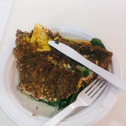 Charlie’s Crepes & More - Buckwheat crepe with scrambled eggs, cheese, bacon and spinach.