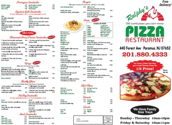Menu photo 6 Ralphy's Pizza Restaurant Paramus, NJ Menu photo 6 Ralphy's Pizza Restaurant Paramus, NJ