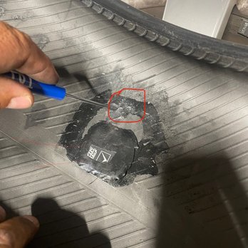 America's Tire - Puncture/plug point circled in red. Who would slap a patch on without covering it? - Wheel & Rim Repair Near Me - Millbrae, California