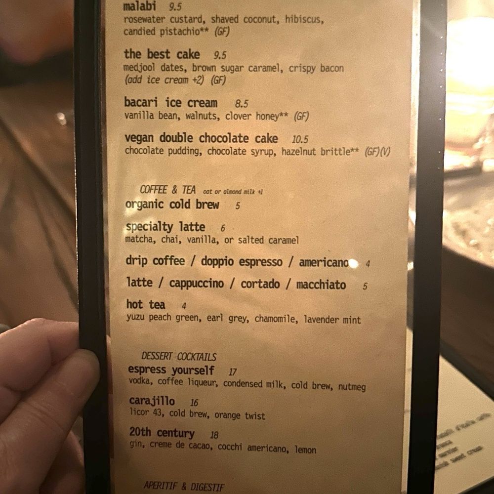 Bacari - Sweets menu - Mediterranean Near Me - Long Beach, California