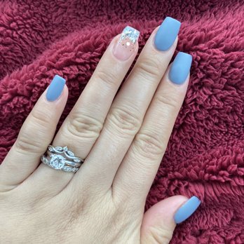 Polished Spa - Matte grey with glitter accent nail fill - Nail Salons Near Me - Fairfield, California Polished Spa - Matte grey with glitter accent nail fill - Nail Salons Near Me - Fairfield, California