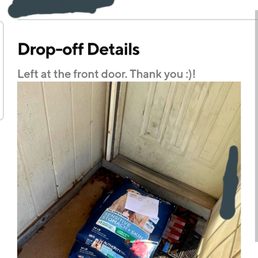 My pet smart delivery  After requesting not to block my front door