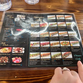 Q Sushi - Menu! Note the dinner only section. - Japanese Near Me - Greenville, North Carolina