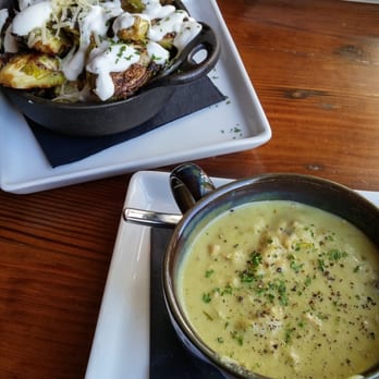 GRAY'S On Main - Grilled Brussels sprouts and Smoked Chicken and Avocado soup. - Bars Near Me - Franklin, Tennessee