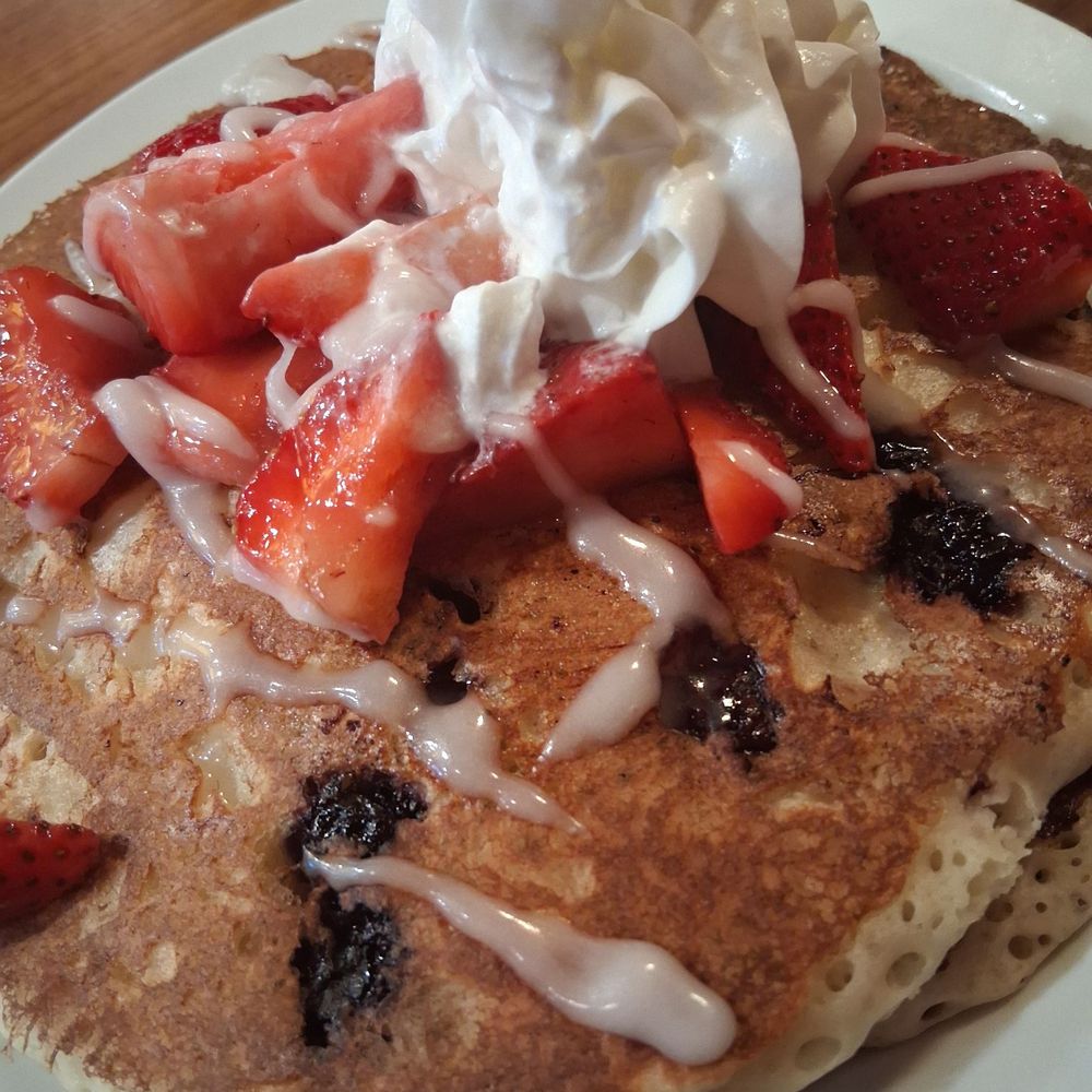 Denny's - Red, white, and berry pancakes - American Near Me - Davie, Florida Denny's - Red, white, and berry pancakes - American Near Me - Davie, Florida