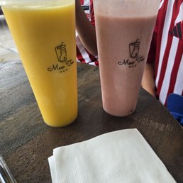 Mango and Strawberry Banana smoothies Mango and Strawberry Banana smoothies