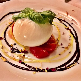 Ristorante Peruca - Burrata with Caramelized Cherry Tomatoes, Extra Virgin Olive Oil and Basil - Italian Near Me - San Gimignano, SI