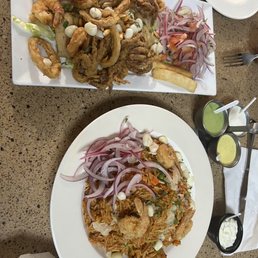 Jalea mixta and Arroz con Mariscos Jalea mixta and Arroz con Mariscos