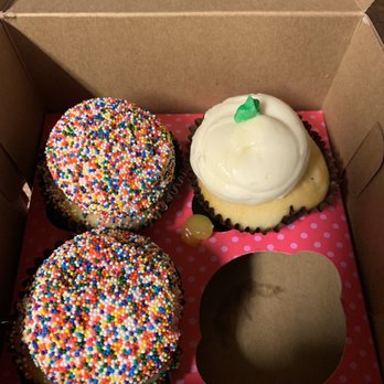 Smallcakes - Birthday cupcake (my favorite) and lemon drop. I already at  one birthday cupcake - Desserts Near Me - Pearland, Texas