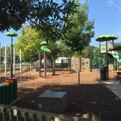 Imagination Station Playground - Fences in, view of bigger elements