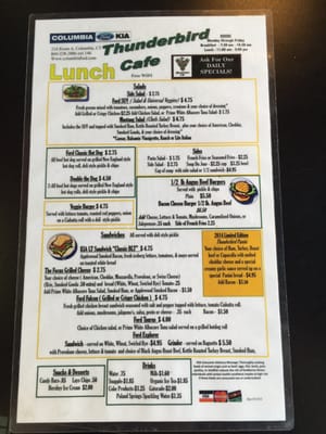 Menu photo 2 Thunderbird Cafe Columbia, CT