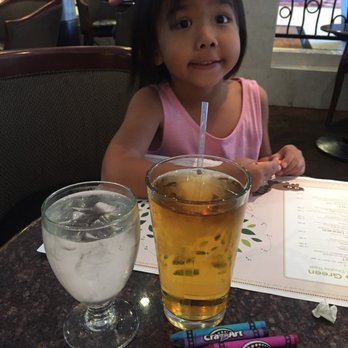 Players Restaurant - My daughter with her large apple juice and my water - American Near Me - Pleasanton, California