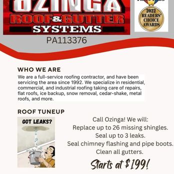 Ozinga Roof Systems - Voted best of the Best the last 4 years in our community. - Roofing Near Me - Sharpsville, Pennsylvania Ozinga Roof Systems - Voted best of the Best the last 4 years in our community. - Roofing Near Me - Sharpsville, Pennsylvania