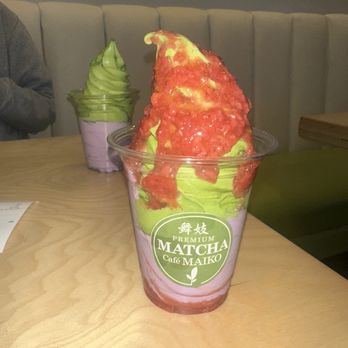 Premium Matcha Cafe Maiko - Matcha and Ube cup with Strawberry - Ice Cream & Frozen Yogurt Near Me - Tempe, Arizona Premium Matcha Cafe Maiko - Matcha and Ube cup with Strawberry - Ice Cream & Frozen Yogurt Near Me - Tempe, Arizona