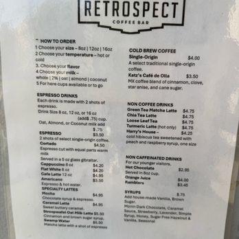 Retrospect Coffee Bar - Menu July 2026 - Coffee & Tea Near Me - Houston, Texas Retrospect Coffee Bar - Menu July 2026 - Coffee & Tea Near Me - Houston, Texas
