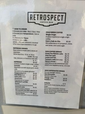 Menu photo 2 Retrospect Coffee Bar Houston, TX Menu photo 2 Retrospect Coffee Bar Houston, TX