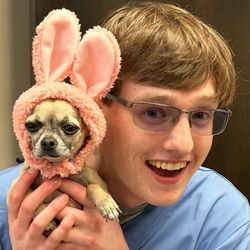 Sunset Veterinary Clinic - Pasta and Reilly celebrating Easter!