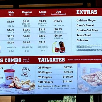 Raising Cane's Chicken Fingers - Menu as of 2025/06/15 - Chicken Shop Near Me - Burbank, California Raising Cane's Chicken Fingers - Menu as of 2025/06/15 - Chicken Shop Near Me - Burbank, California