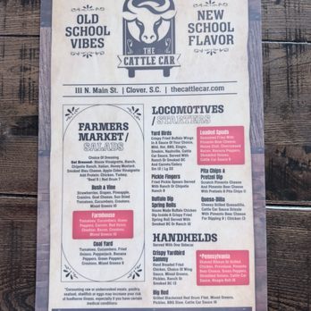 The Cattle Car - Menu Front - Burgers Near Me - Clover, South Carolina The Cattle Car - Menu Front - Burgers Near Me - Clover, South Carolina