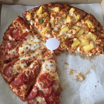 Halal Pizza - Half Pepperoni half Hawaiian ( sorry a few got snatched up quick lol ) yummy! - Pizza Near Me - Stockton, California