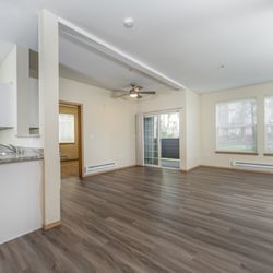 Silver Creek Apartments - 2x2 - Kitchen + Dining Room + Living Room + Patio