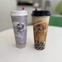 Taro Smoothie with Leechi jelly and a original brown sugar boba (there's a different name they call it but it's essentially the same thing) Taro Smoothie with Leechi jelly and a original brown sugar boba (there's a different name they call it but it's essentially the same thing)