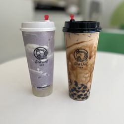 Uni Uni Bubble Tea - Taro Smoothie with Leechi jelly and a original brown sugar boba (there's a different name they call it but it's essentially the same thing)