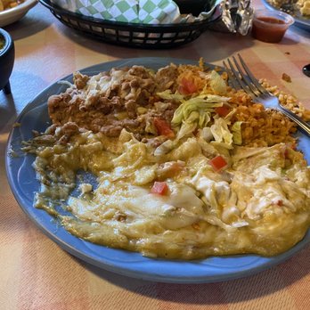 El Corral On 66 - Pork Green chili enchiladas (after I started wolfing them down)! - Mexican Near Me - Williams, Arizona El Corral On 66 - Pork Green chili enchiladas (after I started wolfing them down)! - Mexican Near Me - Williams, Arizona